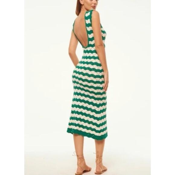 Misa Los Angeles Miss Rosalia Crochet Knit Maxi Dress Emerald Cream Small NWT - Picture 8 of 14